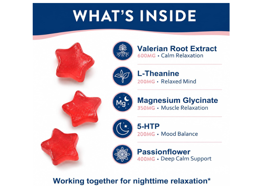Natural Sleep Gummies – Melatonin-Free Strawberry Relaxation Support, 60 Ct