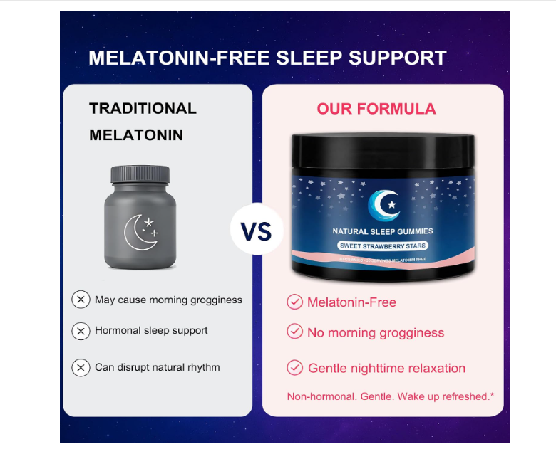 Natural Sleep Gummies – Melatonin-Free Strawberry Relaxation Support, 60 Ct