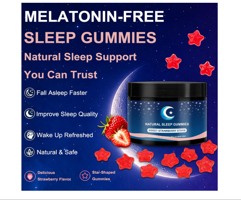 Natural Sleep Gummies – Melatonin-Free Strawberry Relaxation Support, 60 Ct
