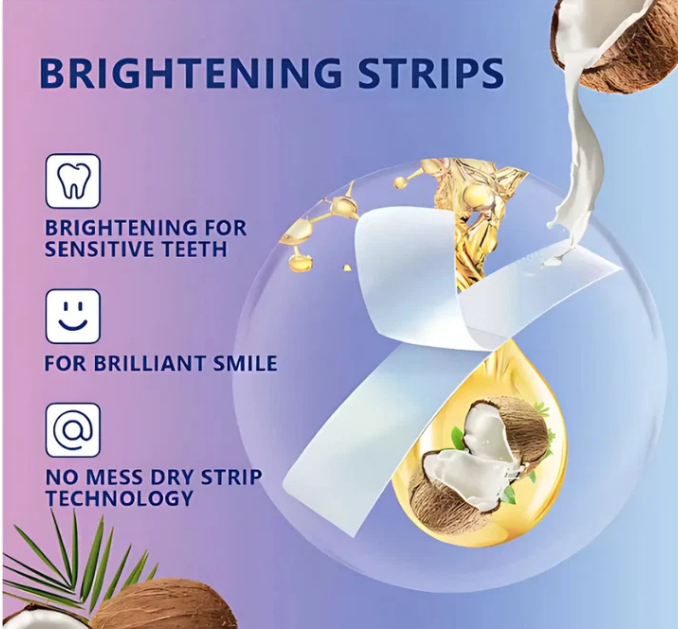Coconut Oil Teeth Whitening Strips – Stain Removal & Fresh Breath.
