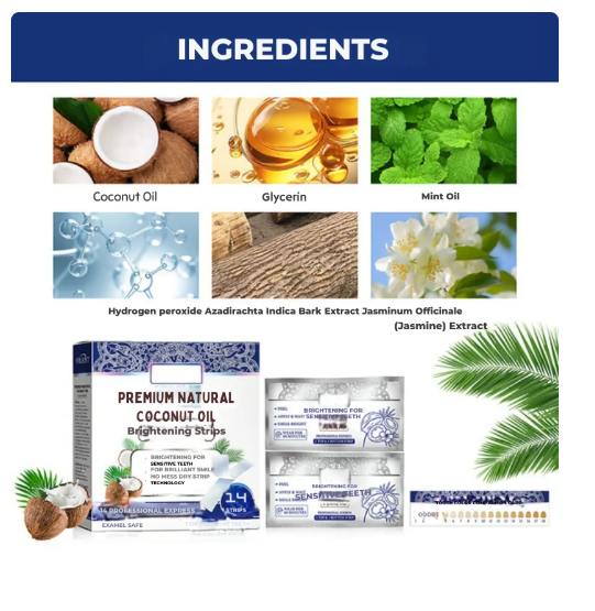 Coconut Oil Teeth Whitening Strips – Stain Removal & Fresh Breath.